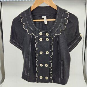 Sine for Anthropologie cropped women's jacket, black and white size 4